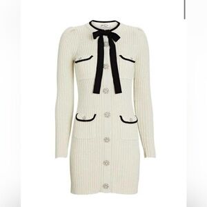 Self Portrait Ivory Lurex Knit Dress